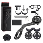 Aluminum out-front bike mount installed on handlebar with Garmin device