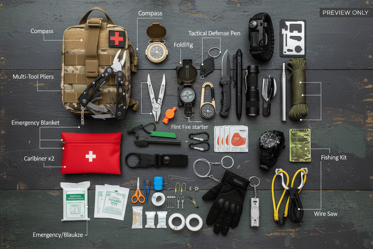 54 Piece Camouflage Survival & Camping Kit - Roamrgear.co.za
