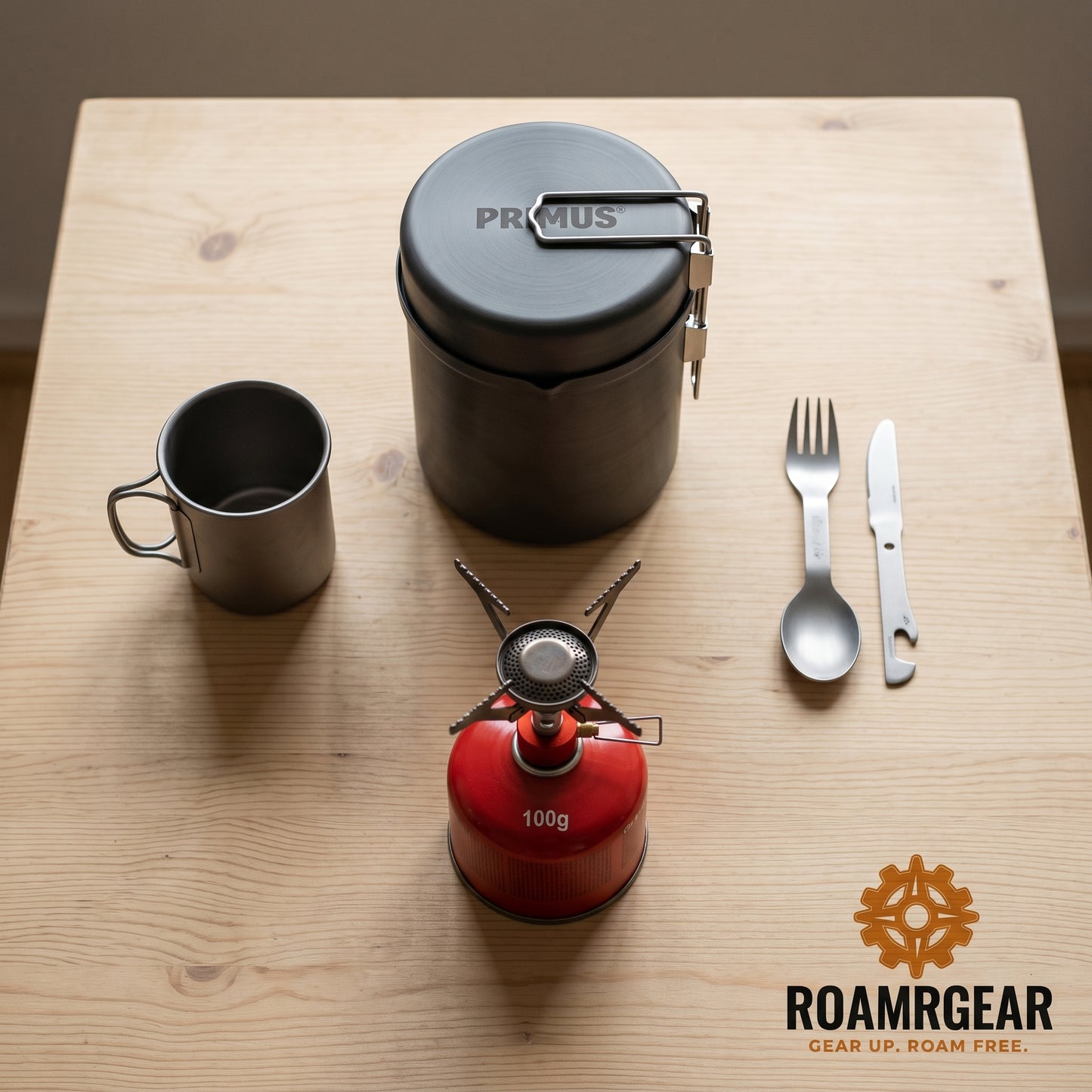Trail Cook Kit Bundle — Titanium Mug/Pot + Primus Stove + Trek Pot + Cutlery Set - Roamrgear.co.za