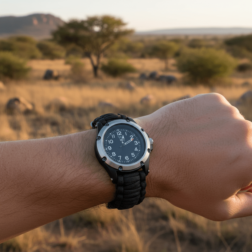 6 - in - 1 Survival Paracord Watch | Compass, Firestarter, Whistle & Emergency Tools - Roamrgear.co.za