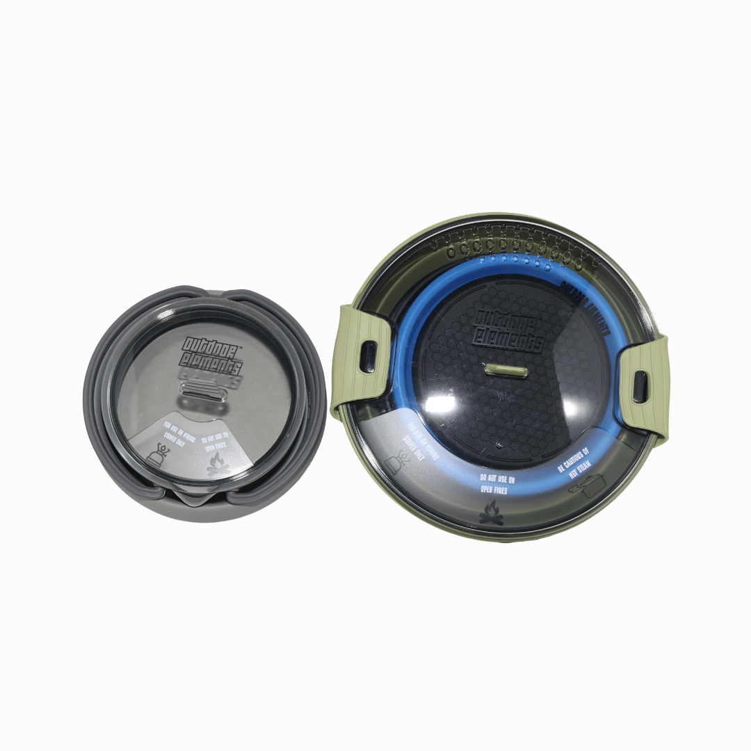 Outdoor Elements Pop Up Pot and Kettle collapsed flat - top view showing compact storage size