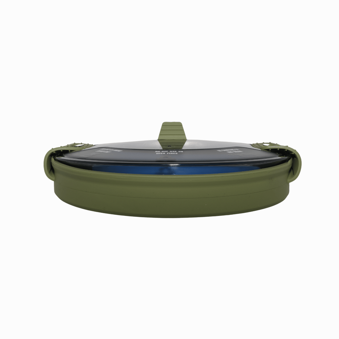 Outdoor Elements Pop Up Pot collapsed flat - hard anodized aluminium camping pot