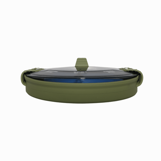 Outdoor Elements Pop Up Pot collapsed flat - hard anodized aluminium camping pot