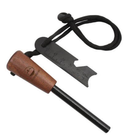 Roamrgear Ferro Rod Fire Starter – Wooden Handle & Multi-Tool Scraper